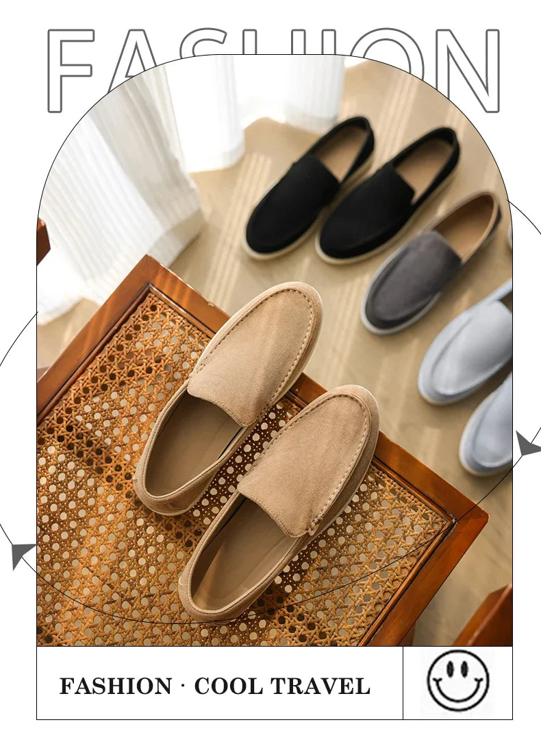 Men's Classic British Loafer – Premium Leather and Suede | Style, Comfort, and Lightweight